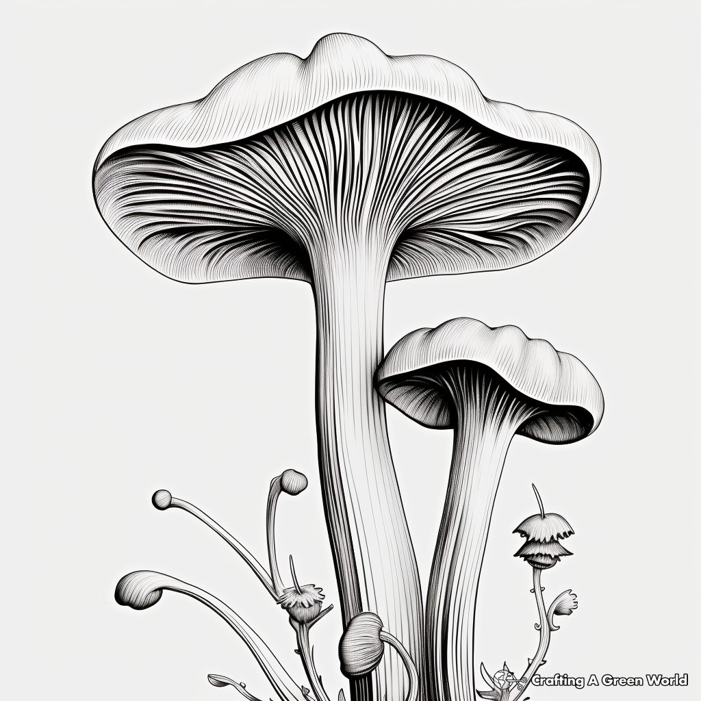 Mysterious Black Trumpet Mushroom Coloring Pages 4