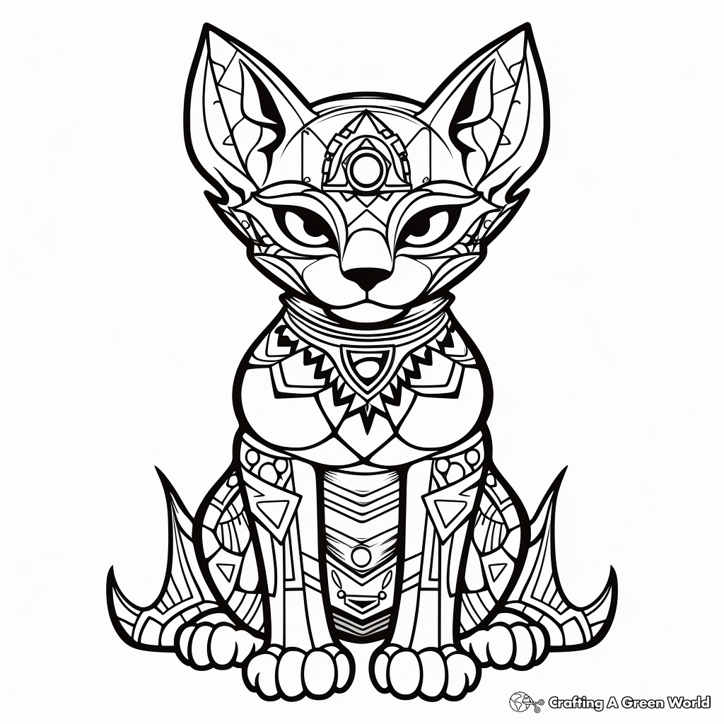 Mysterious Egyptian Sphynx Cat Coloring Pages 2