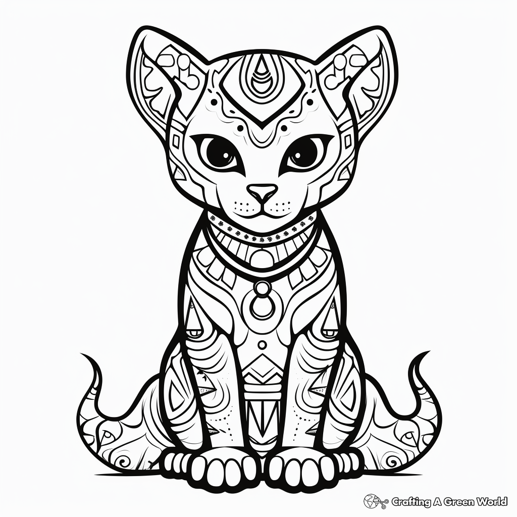 Mysterious Egyptian Sphynx Cat Coloring Pages 3