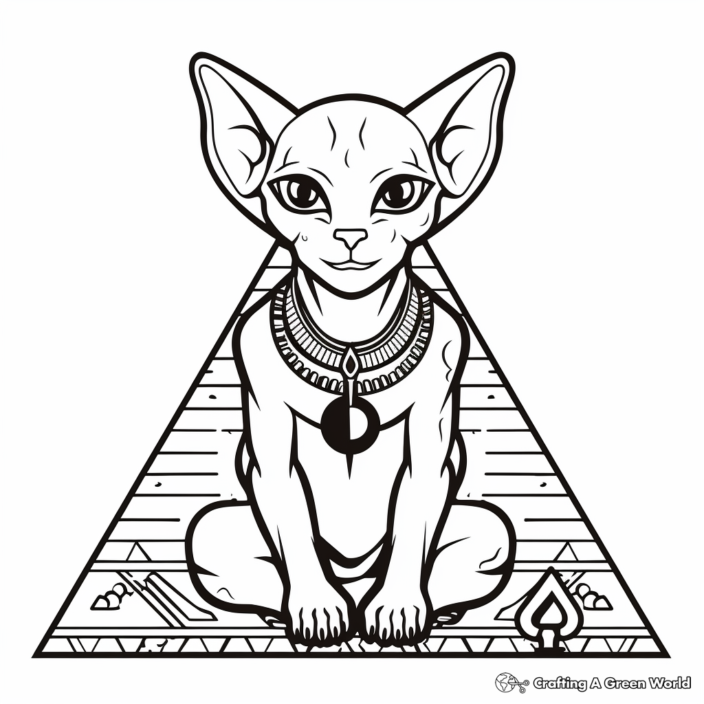 Mysterious Egyptian Sphynx Cat Coloring Pages 4