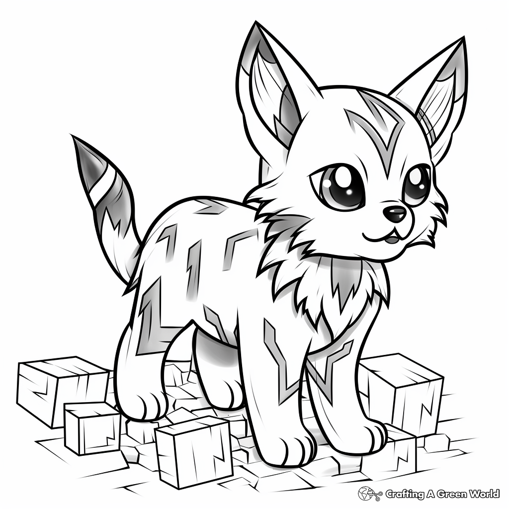 Mysterious Ender Cat in Minecraft Coloring Pages 1