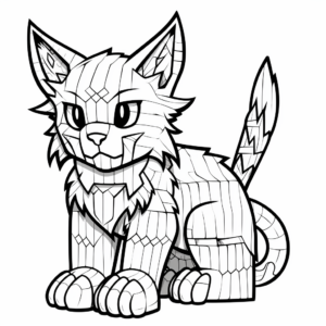 Mysterious Ender Cat in Minecraft Coloring Pages 2