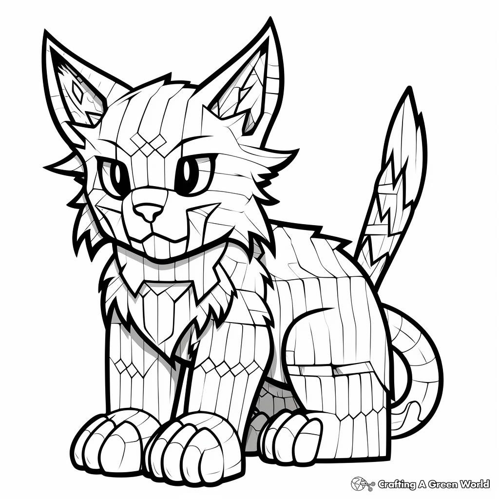 Mysterious Ender Cat in Minecraft Coloring Pages 2