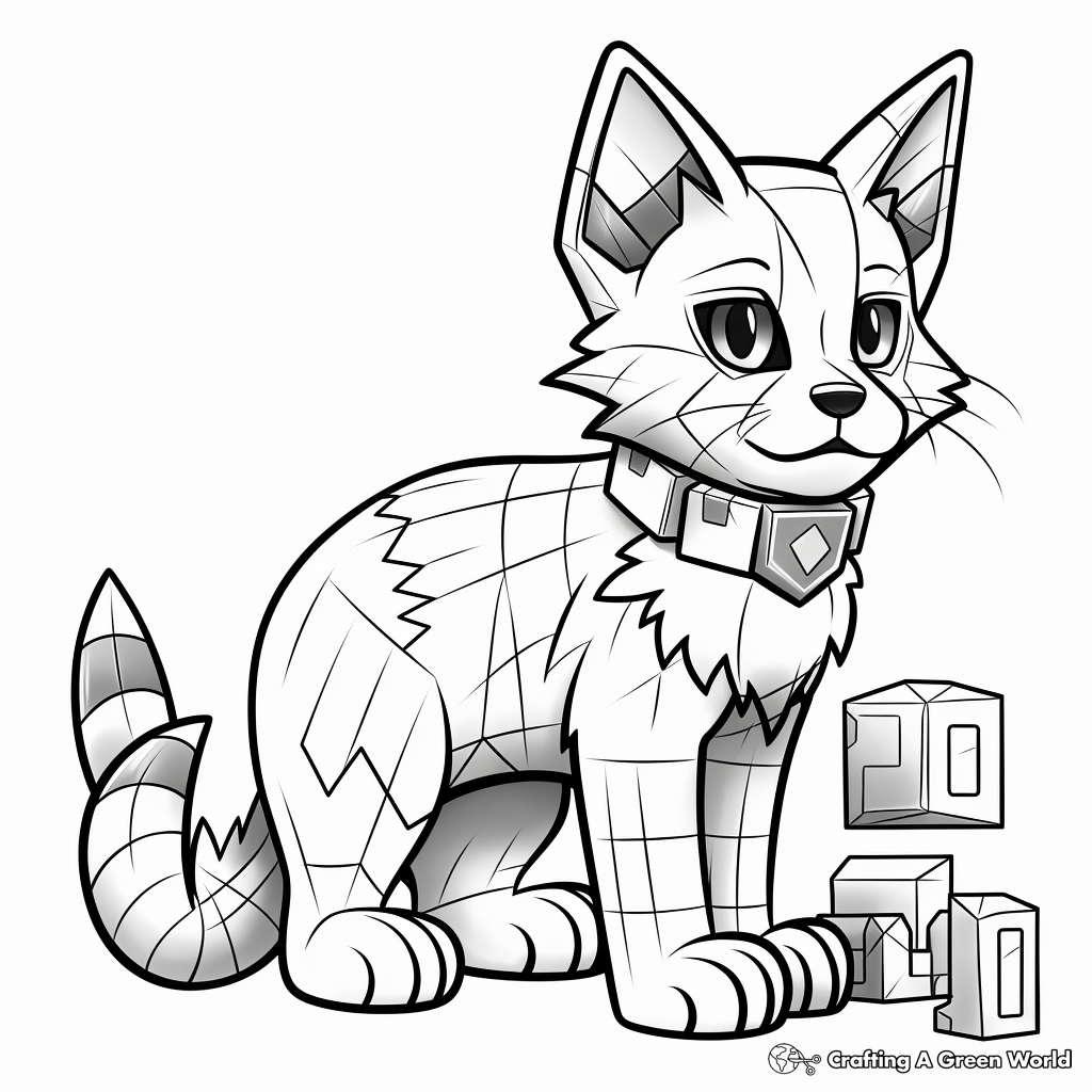 Mysterious Ender Cat in Minecraft Coloring Pages 4