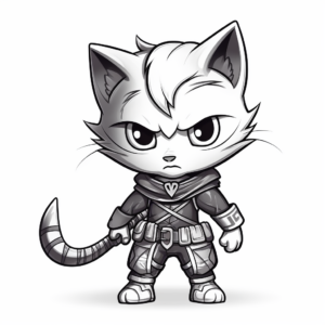 Mysterious Ninja Kitty Coloring Pages 2