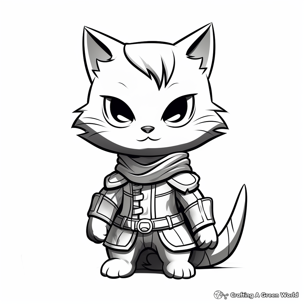 Mysterious Ninja Kitty Coloring Pages 3