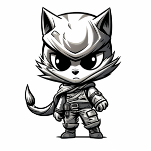 Mysterious Ninja Kitty Coloring Pages 4