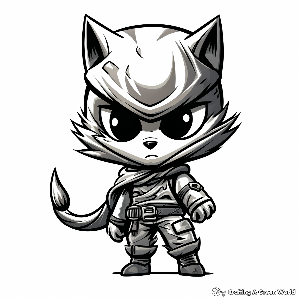 Mysterious Ninja Kitty Coloring Pages 4