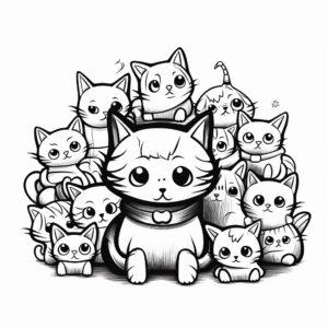 Mystery Cat Pack in the Dark Coloring Pages 2