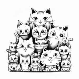 Mystery Cat Pack in the Dark Coloring Pages 3