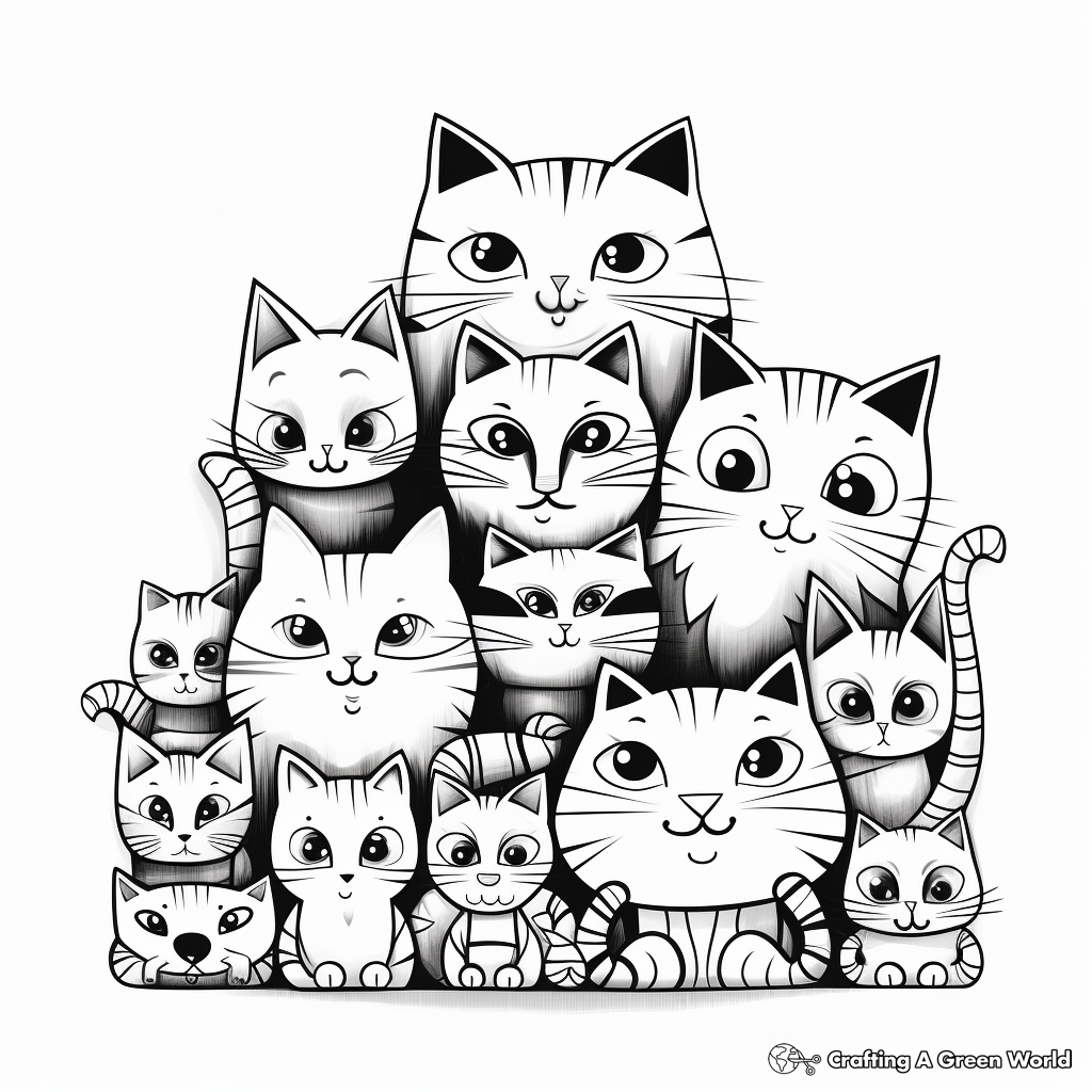 Mystery Cat Pack in the Dark Coloring Pages 3