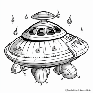 Mystery Spaceship: Dark Alien Vessel Coloring Pages 3