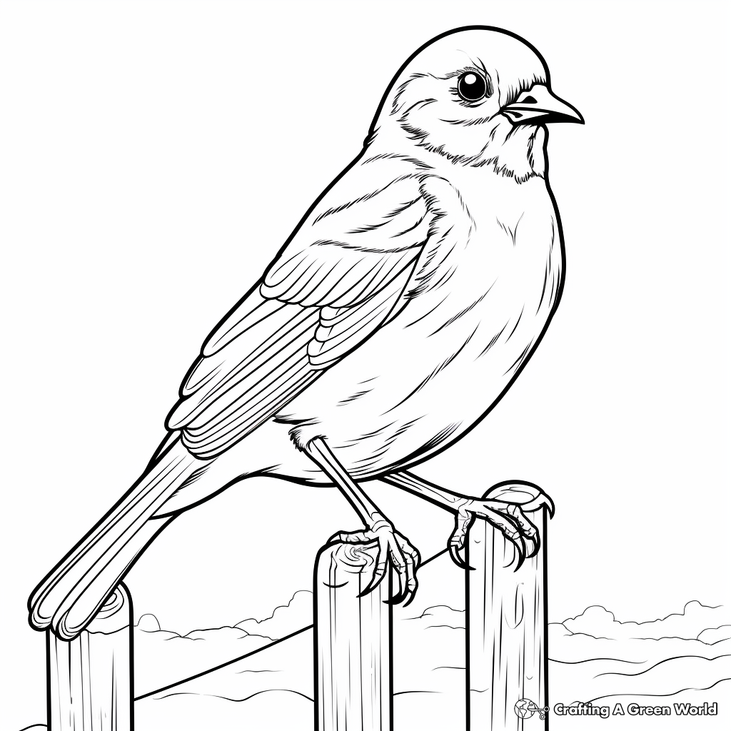 Mystic American Robin Coloring Pages for Artists 1