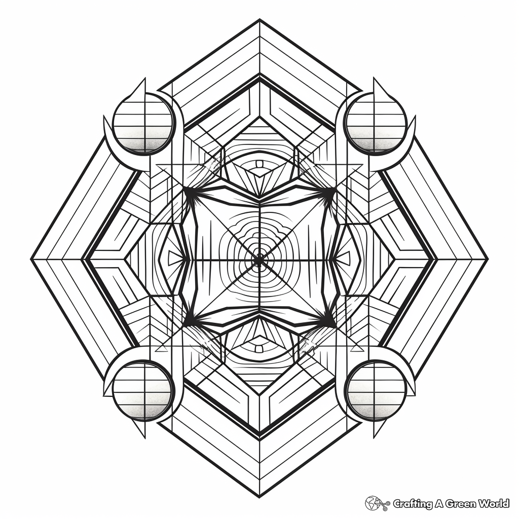 Mystic Hexagonal Geometry Coloring Pages 1
