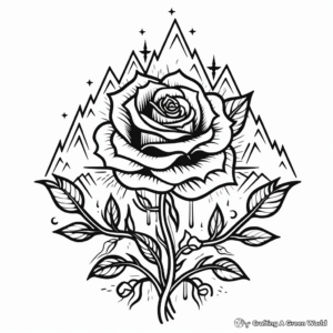 Mystic Mountain Rose Tattoo Coloring Pages 3