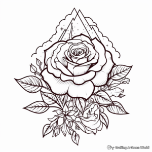 Mystic Mountain Rose Tattoo Coloring Pages 4