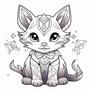 Mystical Astrology Rainbow Cat Coloring Pages 3