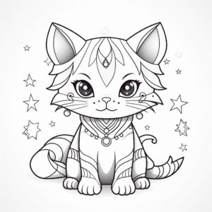Mystical Astrology Rainbow Cat Coloring Pages 4