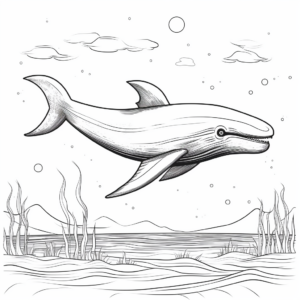 Mystical Blue Whale Under the Moonlight Coloring Pages 4