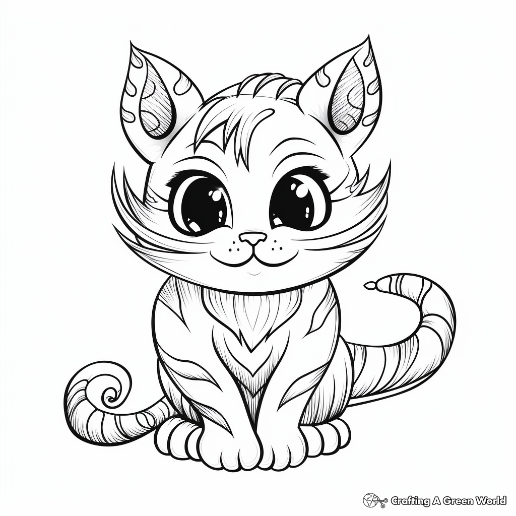 Mystical Cheshire Cat Coloring Pages 1