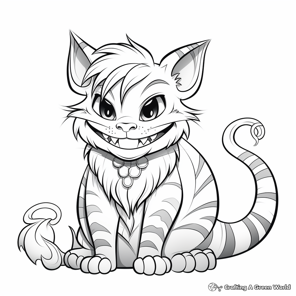 Mystical Cheshire Cat Coloring Pages 3