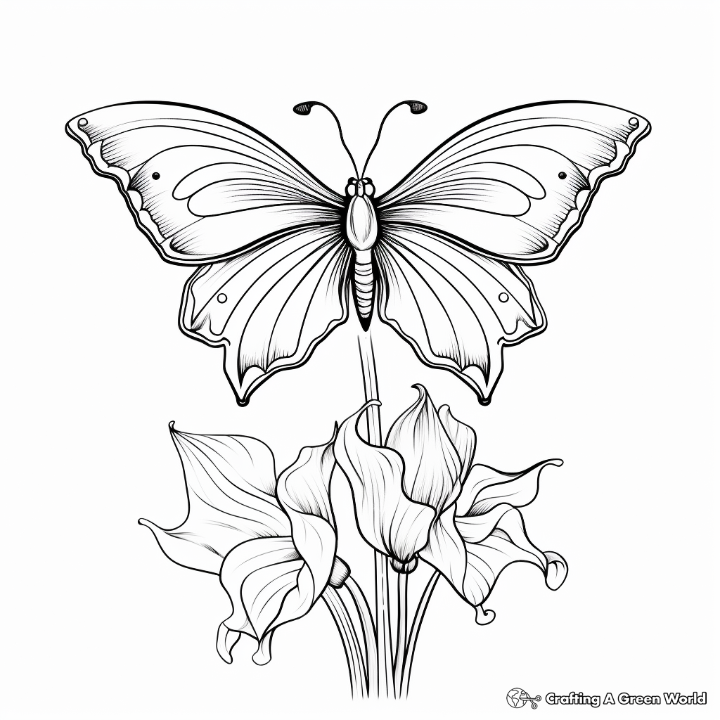 Mystical Half Butterfly, Half Bluebell Coloring Pages 3
