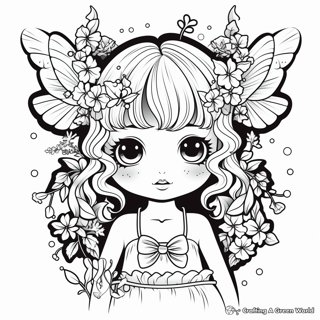 Mystical Kawaii Fairy Coloring Pages 3