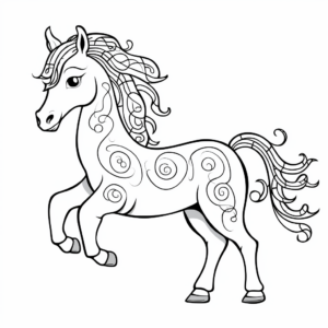 Mystical Kelpie Horse Coloring Pages 1