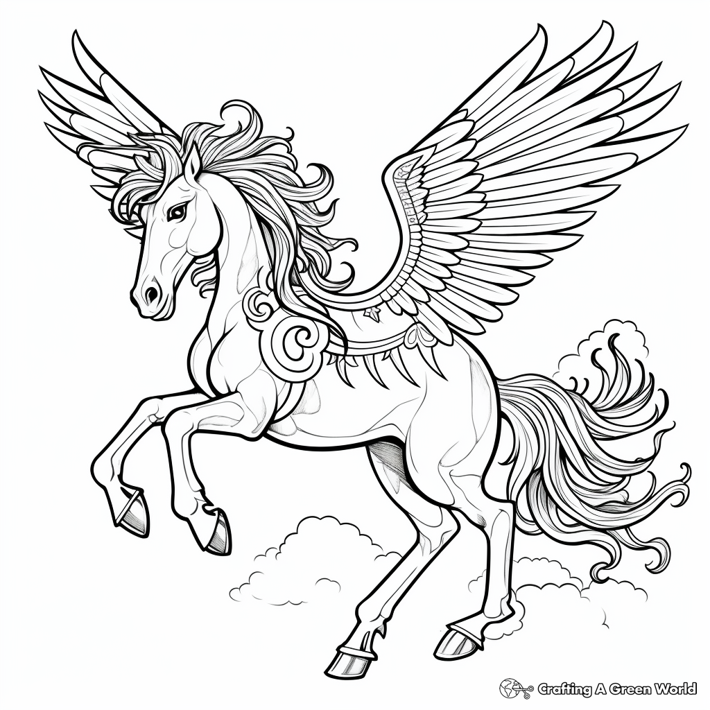 Mystical Pegasus Coloring Pages 1
