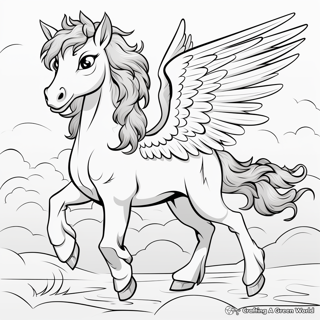 Mystical Pegasus Coloring Pages 2