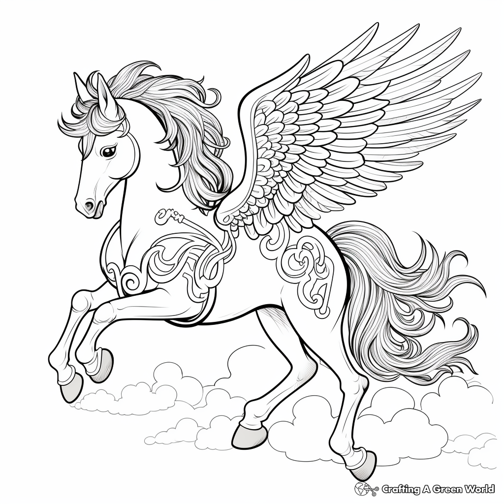 Mystical Pegasus Coloring Pages 4