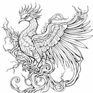 Mystical Phoenix Bird Coloring Pages 2