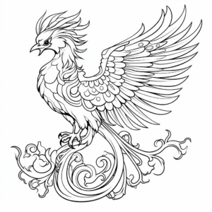 Mystical Phoenix Bird Coloring Pages 4