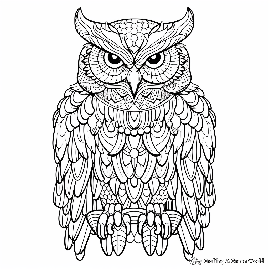 Mystical Snowy Owl Coloring Sheets 1