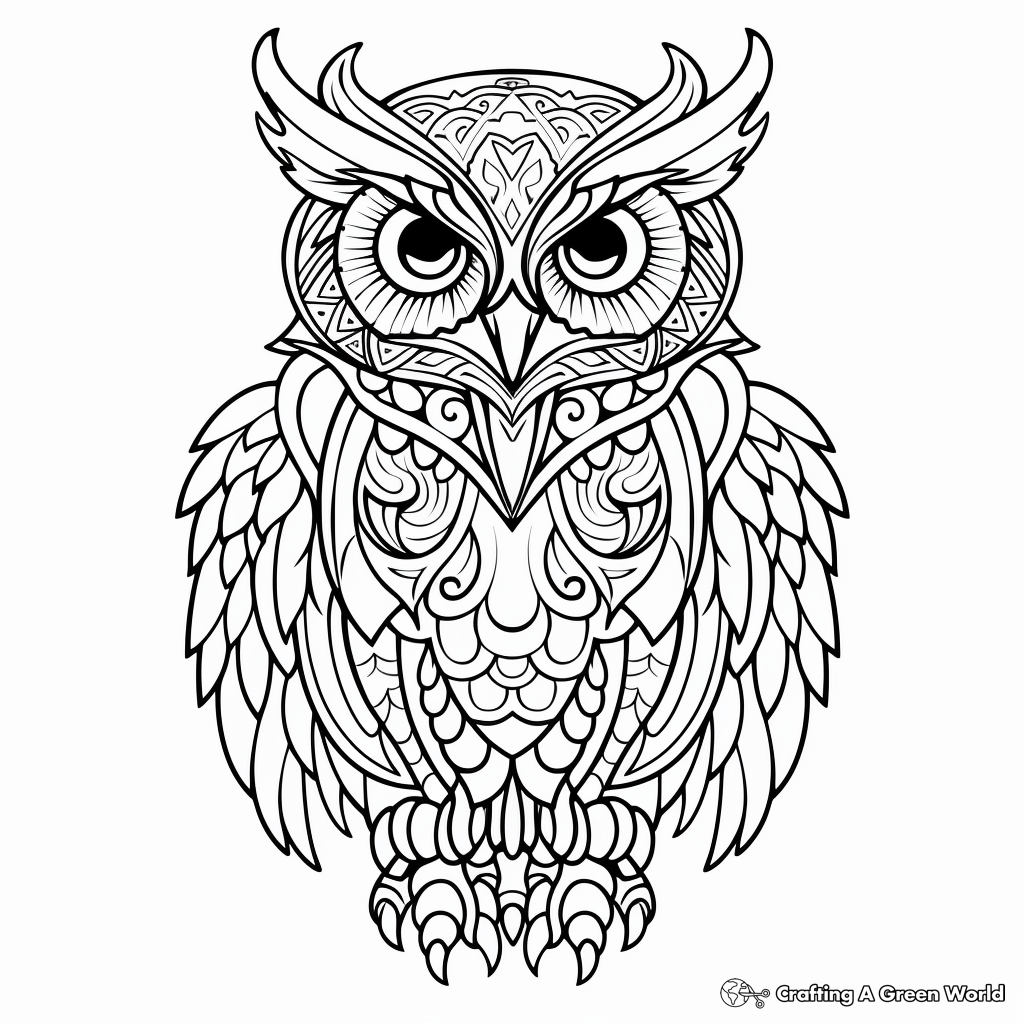 Mystical Snowy Owl Coloring Sheets 4