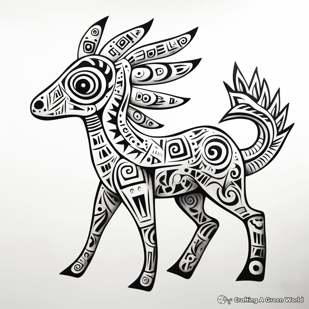 Mythical Alebrije Unicorn Coloring Pages 2