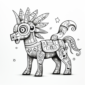 Mythical Alebrije Unicorn Coloring Pages 3