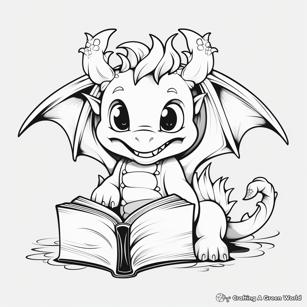 Mythical Book Dragon Coloring Pages 2