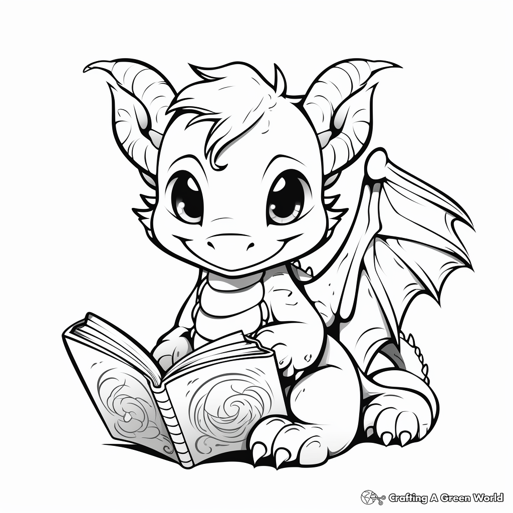 Mythical Book Dragon Coloring Pages 3