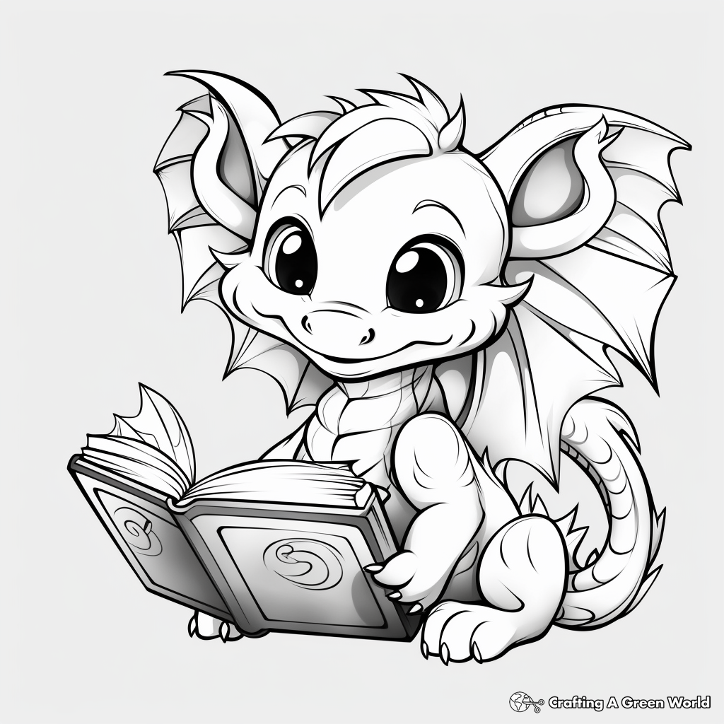 Mythical Book Dragon Coloring Pages 4