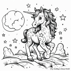 Mythical Comets: Unicorns and Rainbows Coloring Pages 1