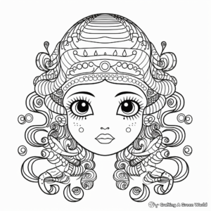 Mythical Creatures: Mermaid Head Coloring Pages 2