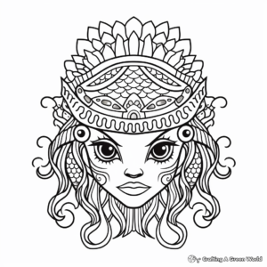 Mythical Creatures: Mermaid Head Coloring Pages 3