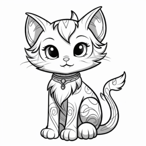 Mythical Kitty Fairy Coloring Pages 1