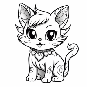 Mythical Kitty Fairy Coloring Pages 2