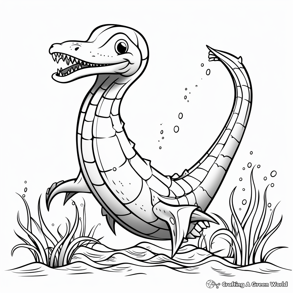Mythical Loch Ness Monster (Plesiosaurus) Coloring Pages 1