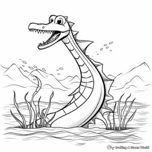 Mythical Loch Ness Monster (Plesiosaurus) Coloring Pages 3