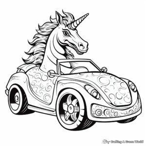 Mythical Unicorn Car Coloring Pages 3