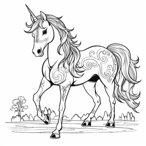 Mythical Unicorn Horse Coloring Pages 1