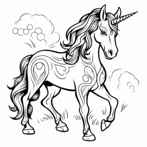 Mythical Unicorn Horse Coloring Pages 2